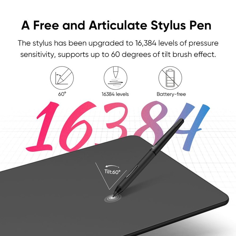 XPPen Updated Deco 01 V3 Drawing Tablet, 16384 Pressure Sensitivity,