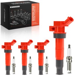 A-Premium (Red) Set of 8 Ignition Coil Pack and Iridium Spark Plugs Compatible with Hyundai Sonata 2011-2014, Santa Fe Sport 2013-2015 & Kia Optima 2011-2015, Sportage 2011-2016, 2.0L