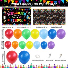 AIBIIN Back to School Balloons Garland Arch Kit 143Pcs Rainbow Balloons for First Day of School Kindergarten Welcome Back To School Classroom Party Decorations