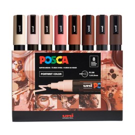 posca Markers Portrait Tones Set of 8, Acrylic Paint Pens with Reversible Tips for Coloring and Drawing, Non-Toxic Formula