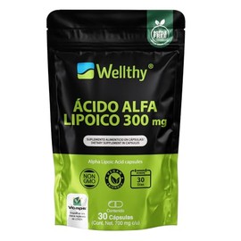 Wellthy Ácido Alfa Lipoico 300mg 30 CÁPSULAS. Solo una Cápsula al día. Reforzado con Cúrcuma, NON GMO, Vegan Friendly, VCaps Tecnología Cápsulas Veganas, Bottle Free