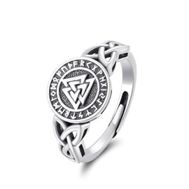 REDSUN Viking Ring Celtic Knot Rings 925 Sterling Silver Trinity Irish Vintage Ring Amulet Oxidized Nordic Viking Symbol Ring for Men Women, Sterling
