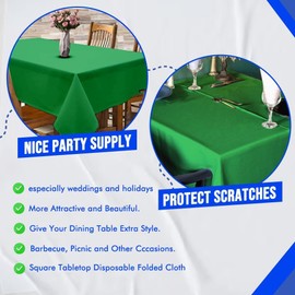 2 x Dark Green 90 x 90cm Disposable Paper Table Cloth Cover for Square or Rectangular Dining Table Birthday Party, Catering, Baby Shower & Wedding Decorations By Zinnia
