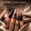Dixiwuje Long Coffin Nails, Press-On Nails, Black, Pack of 24,