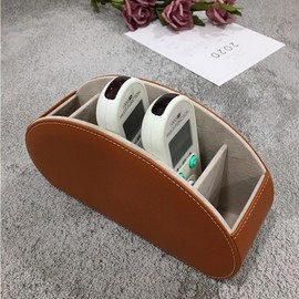 (Brown) - Fosinz Remote Control Holder Organiser Table Desk Leather Control Storage TV Remote Control Organiser with 5 Spacious Compartments (Brown)