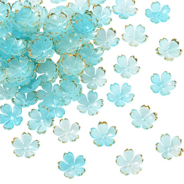COGCHARGER 100Pcs Acrylic Flower Beads Cherry Blossom Acrylic Beads Flower