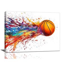Banksy Basketball Wall Art Sport Street Graffiti Pictures Colorful Basketball Sports Wall Decor Canvas Print Painting Artwork for Gym Bedroom Living Room 12"x16"
