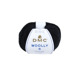 DMC "Woolly 5" Merino Wool, Black (02), 50g