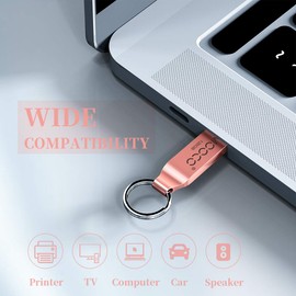 Metal USB 2.0 128GB Flash Drive Bulk Waterproof Thumb Drive Jump Drive Pen Drive Memory Stick Keyring,Silvery. (128GB, Rose gold USB2.0)