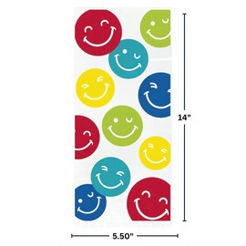 Happy Face Cellophane Bags (Pack of 20) - 11" x 5" - Vibrant Multicolor Party Favor Bags - Ideal for Kids Birthdays, Holidays & Themed Events