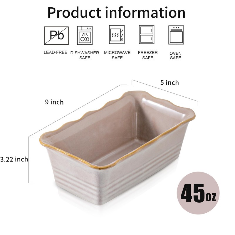 HVH Ceramic Loaf Pan for Baking Bread, Rectangular Baking Bread