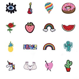 VOANZO 32Pcs Stickers Cute Cartoon Clothes Iron On Patches for Clothing Decorative Embroidered Patche Applique Set DIY Accessory for Clothes Pants Hats Jeans