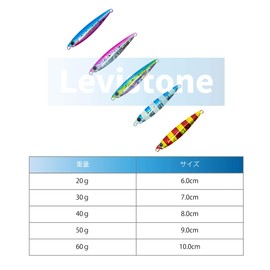 Levistone Jig Stone, JSP Metal Jig, 1.2 oz (30 g), 1.4 oz (40 g), 5 Color Set, Suitable for All Seasons, Light Shore Jigging, 2.1 oz (60 g)