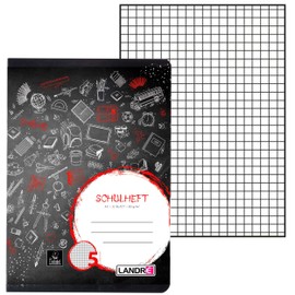 Landre 100059749 School Notepad A5 (32 Sheets of 80 g/m² Fine, Wood-Free Writing Paper with Type 5 Ruling - 5 mm Squared) Pack of 10 in 3 in Assorted Designs