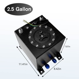 Donpida 2.5 Gallon Fuel Cell Aluminum Polished with Cap Level Sender Black