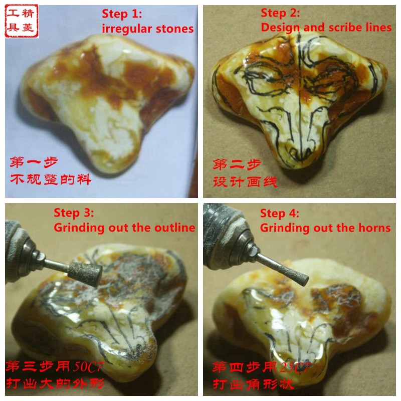 JINGLING 30Pcs Round Diamond Carving Burrs 2.5mm Ball Grinding Bits