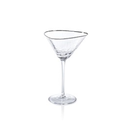 Zodax Aperitivo Triangular Stemware or Glassware - Clear with Platinum Rim - Sets of 4 (Martini)