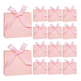20 Pack Mini Pink Gift Bags with Ribbons, Extra Small Gift Bags Pink Party Bags for Wedding, Birthday, Baby Shower, Graduation Party(4.53× 1.77× 3.93 inches, Pink Ribbons)