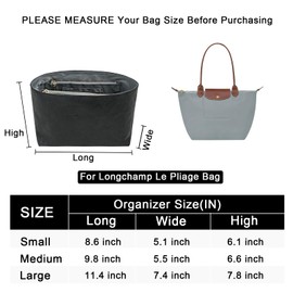LOUKAYCCI New Dupont Paper Purse Organizer Insert for Longchamp Le Pliage M Handbag Insert (Gray, Medium)