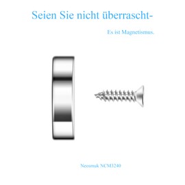 Neosmuk Magnets with Hole, 50 kg Strong Round Magnets for the Wall, Magnet with Screw for Wood, Neodymium Disc Magnet with Hole in the Centre, 32 mm Flat Magnet (Pack of 6)