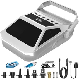 50PSI Electric Paddle Board Pump, High Pressure Sup Pump Portable - Dual Stage Inflation, Auto Shut Off and Deflate, 12V DC Automotive Connector for Stand Up Paddle Board/Car/Kayak/Motorcycle/Bicycle