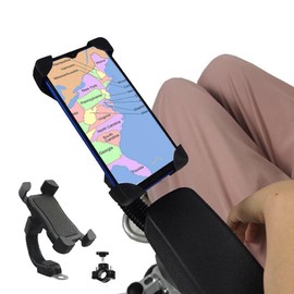 Wheelchair Navigation Holder for Cell Phone, 360°Adjustable Mobile Phone Bracket for Electric Wheelchairs Mobility Scooter Navigation, Fits for IP 13 14 15 16 Pro Max Galaxy
