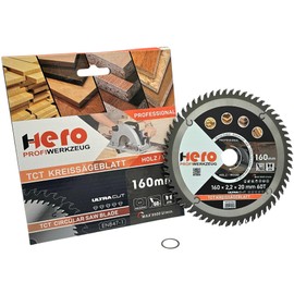 Hero Circular Saw Blade Carbide Saw Blade TCT Replacement Saw Blade Saw Blades Circular Saw Wood/Aluminium Circular Saw Blades Table Saw Chop Saw (for Wood/Wood Materials, Diameter 160 x 20/16 mm, 60T