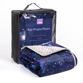Solfres 10lbs Weighted Blanket, 41 x 60 Inches, Printing Heavy Blanket 10 Pounds for Children and Teens Ultra Soft and Cozy, Stars, Sensory Items, Universe Galaxy