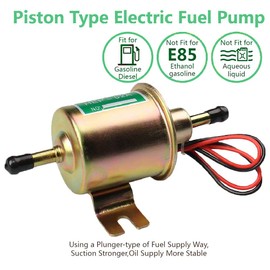 Litensh Universal Electric Fuel Pump, High Performance Pressure Gas Diesel Inline Low Pressure Metal Pump Module Screw Mounting Wire Inline for Petrol and Diesel HEP-02A (Gold)