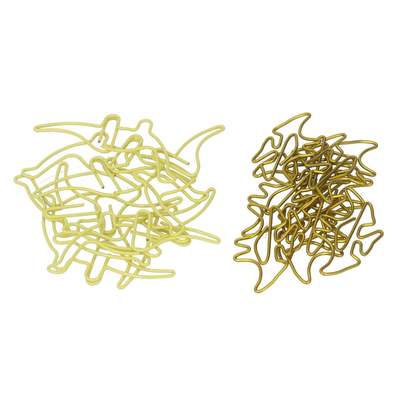 100pcs Shaped Paper Clips Pterosauria Yellow Dinosaur Shape Metal Portable