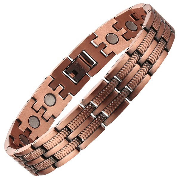 BioMag Mens Copper Bracelet for Joint Pain 99.9% Copper Magnetic Bracelets with Sizing Tool Adjustable Jewelry Gifts (Black)