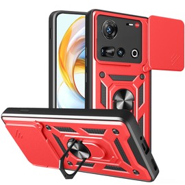 ESHUYI® Hülle für Nubia Z70 Ultra 5G mit Slide Camera Cover [Kameraschutz] [Ring Ständer] [Case Kompatibel Mit Magnetischer Autohalterung] Stoßfeste Handyhülle, Rot