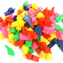 Pack of 100 Plastic Whistle Whistle – 5 Colours