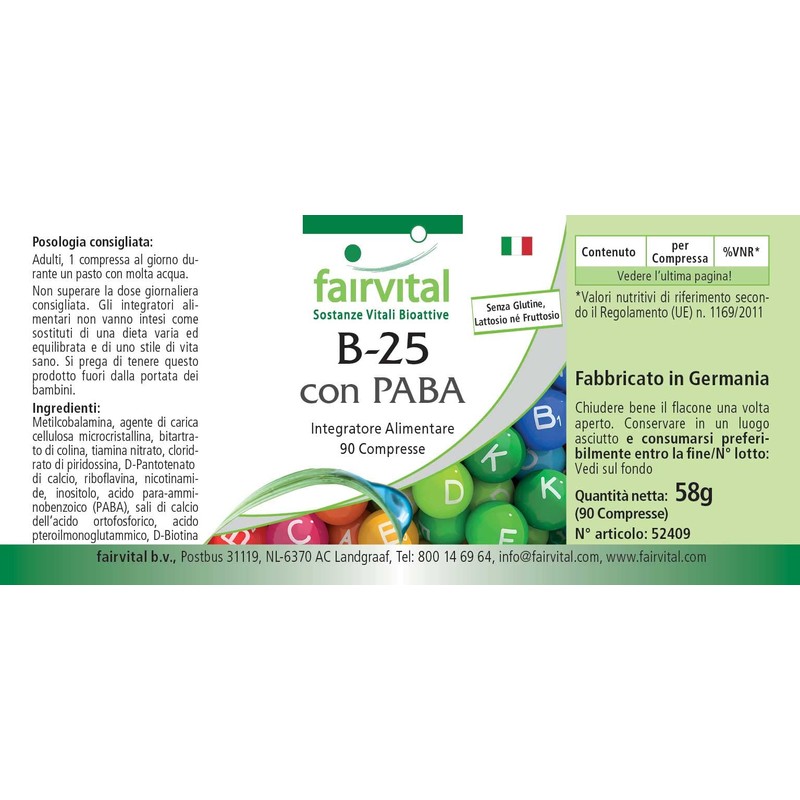 Fairvital Vitamin B Complex + PABA, Vitamin B-12, Folic Acid,