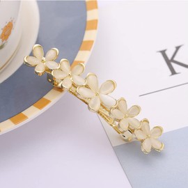 Vintage Hair Barrettes, Handmade Opal Hair Clips French Crystal Flower Hairpin Hair Accessories for Women Girl