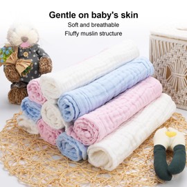 Arnzion 10 Pack Muslin Burp Cloths - 17"x9" 6-Layer 100% Cotton - Ultra Soft & Super Absorbent for Baby Spit Up & Drool - Gentle Burping Cloths for Newborn Boys & Girls, Essential Baby Items