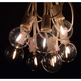 Hometown Evolution, Inc. G40 LED Warm White Outdoor Patio String Lights with 0.6 Watt Bulbs (G40 LED Filament - White Wire, 100 ft)