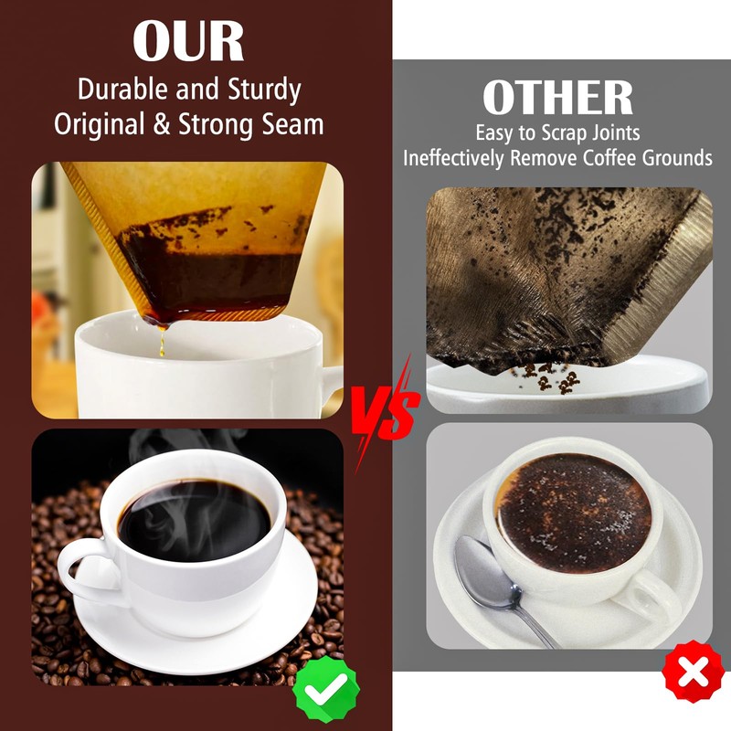 100 Count #4 Cone Coffee Filters 8-12 Cup, Natural Coffee