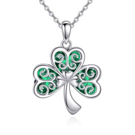 URONE Clover Necklace 925 Sterling Silver Irish Shamrock Pendant Neckalce Clover Jewelry St Patricks Day For Women