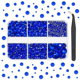 qiipii Royal Blue Resin Rhinestones for Bedazzling Crafting Dark Blue Flatback Crystal Stones 2mm 3mm 4mm 5mm 6mm Diamonds Gems for Nails Face Eyes Makeup Tumblers Bottles DIY Crafts Clothes Shoes
