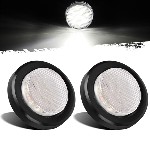 Partsam 2Pcs 2.5 Inch Round White 13 LED Side Marker
