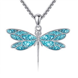HKPATOP Sterling Silver Celtic Knot Dragonfly Pendant Necklace - Turquoise Dragonfly Jewelry Gifts for Women & Men