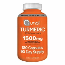 Qunol Turmeric Curcumin 1500mg with Bioprene Capsules - 180 Count EXP  10/2026