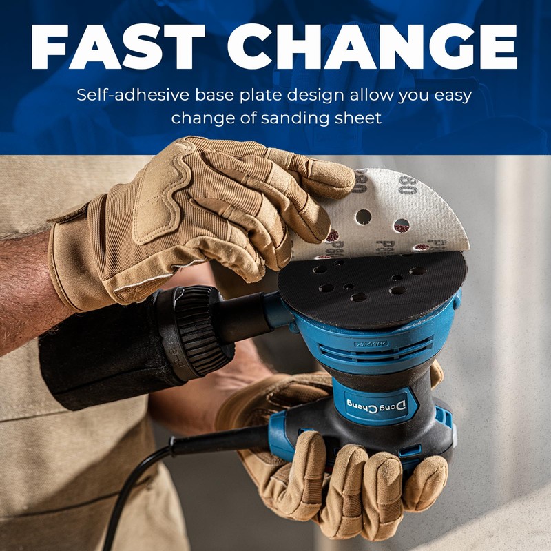 Dong Cheng 5-Inch Random Orbital Sander 3 Amp 12000OPM, 6