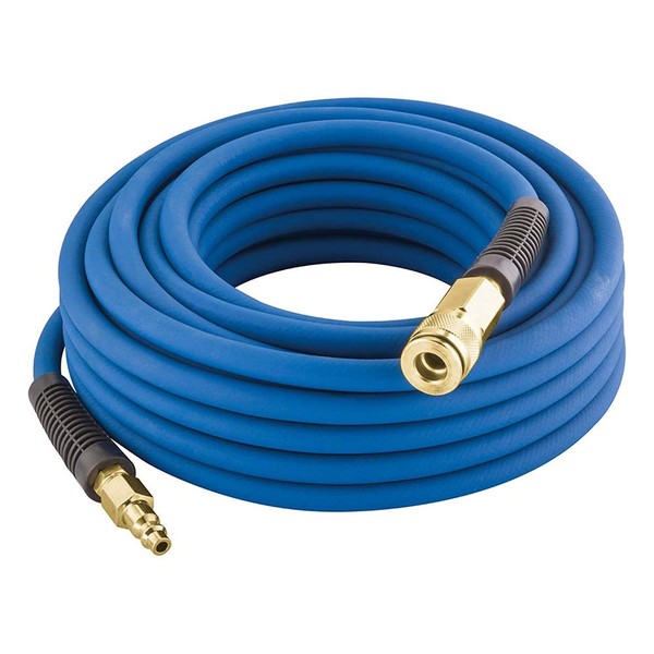 Estwing E1450PVCR 1/4" x 50' PVC / Rubber Hybrid Air Hose with Brass 1/4" NPT Industrial Fitting and Universal Quick Connect Coupler