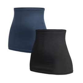 Herzmutter Belly Band Tube Kidney Warmer - Set of 2 - Cotton - Pregnancy Maternity Fashion - Back Warmer Shirt Extension - 6300, Black / Blue