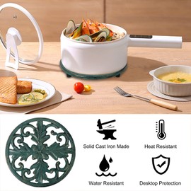 DreamsEden Cast Iron Trivet, Round Decorative Metal Trivets Heavy Duty 6.25” Racks Stands for Hot Dishes and Pans