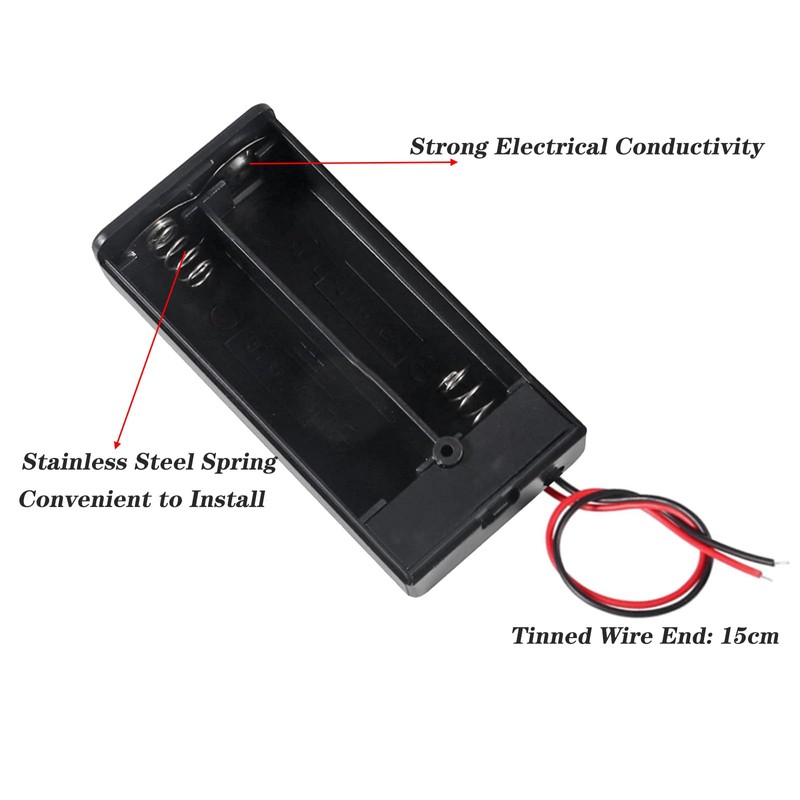 hrsyyl 10pcs AA Battery Holder 2AA Battery Box with Back