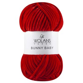 Wolans Bunny Baby Chenile Style Yarn Wool 72 Colours Available 100g Balls (Red Col 08)