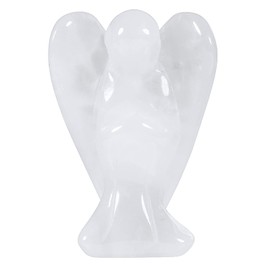 KYEYGWO Rock Crystal Carved Gemstone Angel Figures, Healing Crystal Guardian Angel Stone Talisman Pocket Angel Statues Peace Angel Sculpture Fengshui Ornament for Decoration Lucky Charm, 3.8 cm